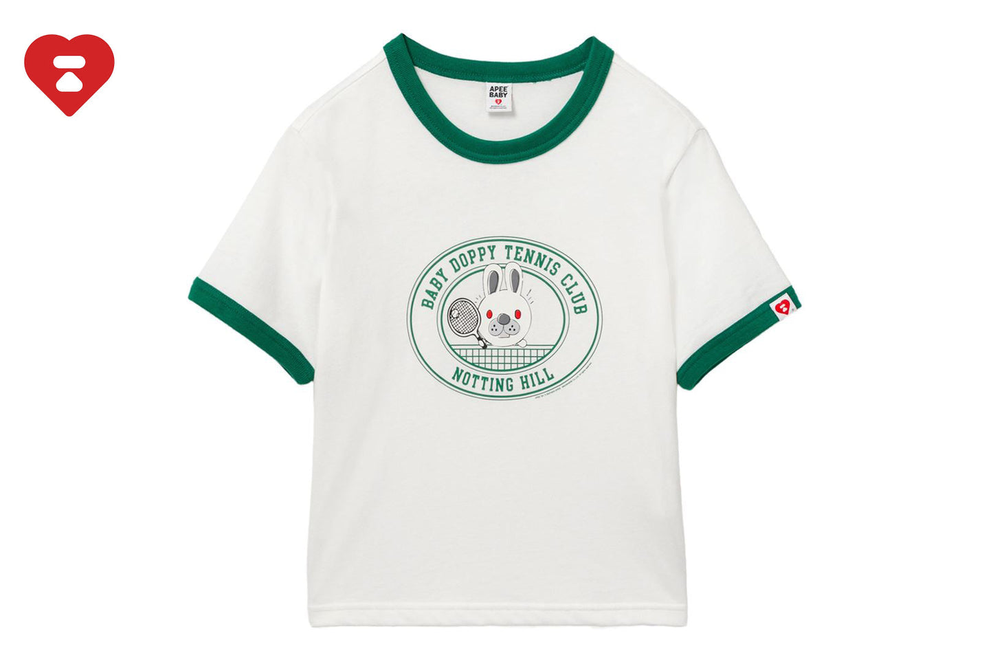 BAPE BABY DOPPY PRINTED RINGER CROP TEE