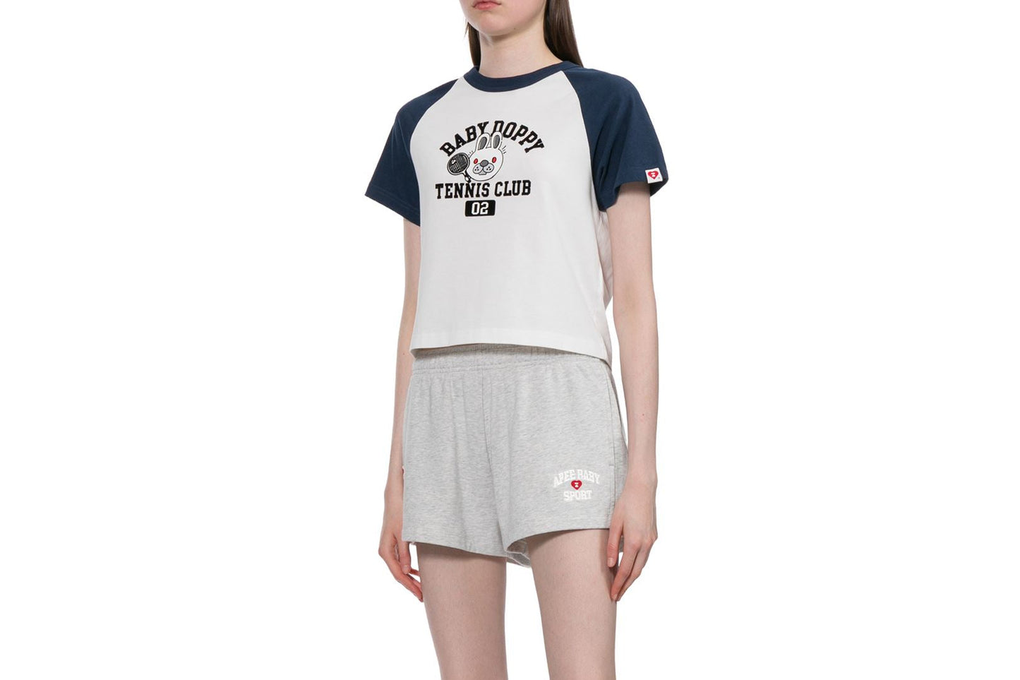 BAPE BABY DOPPY PRINTED RAGLAN CROP TEE