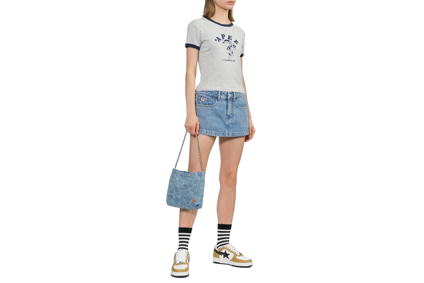 BAPE PRINT CROP RINGER TEE