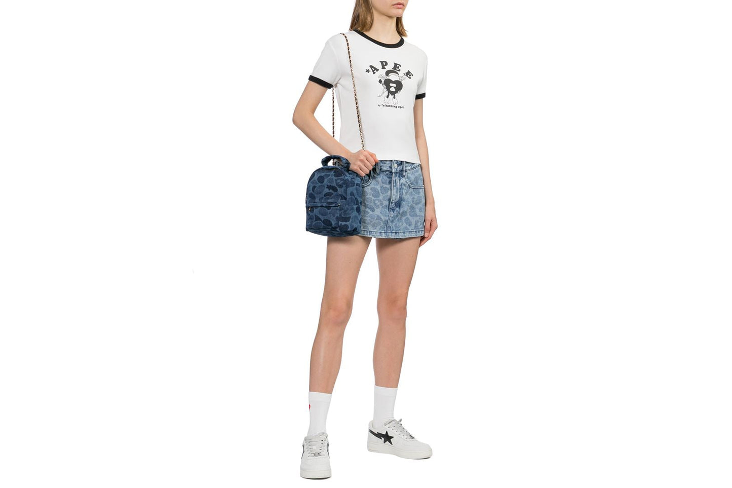 BAPE PRINT CROP RINGER TEE