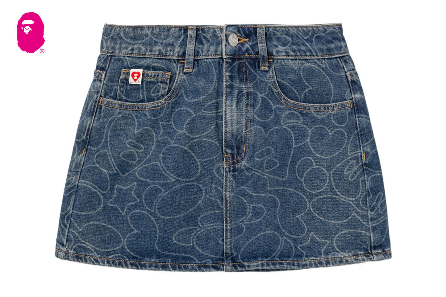 BAPE CAMO WASHED DENIM SKIRT