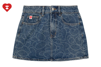BAPE CAMO WASHED DENIM SKIRT