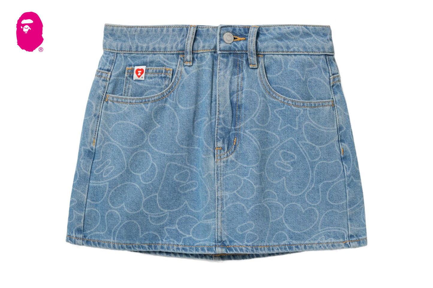 BAPE CAMO WASHED DENIM SKIRT