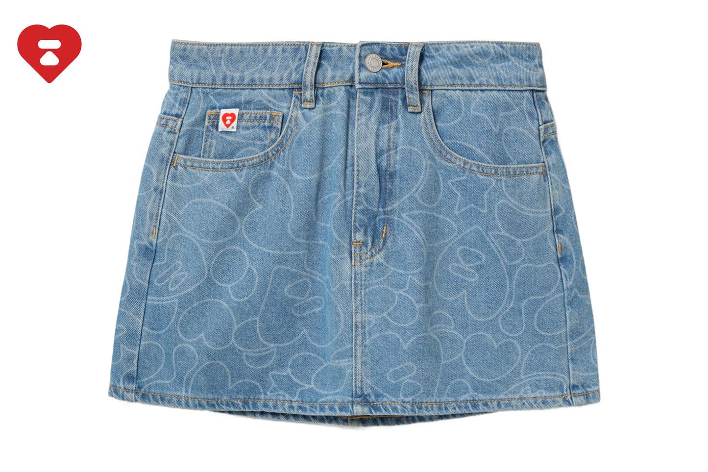 BAPE CAMO WASHED DENIM SKIRT