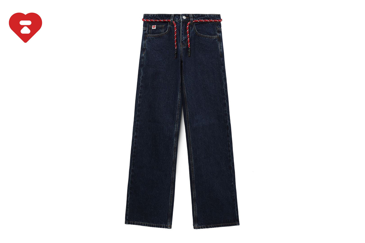 BAPE PU BADGE WASHED STRAIGHT JEANS