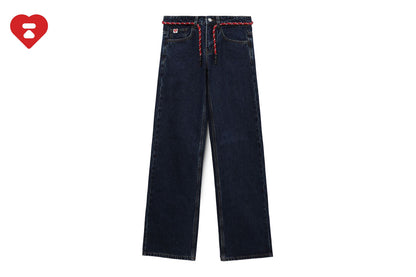 BAPE PU BADGE WASHED STRAIGHT JEANS