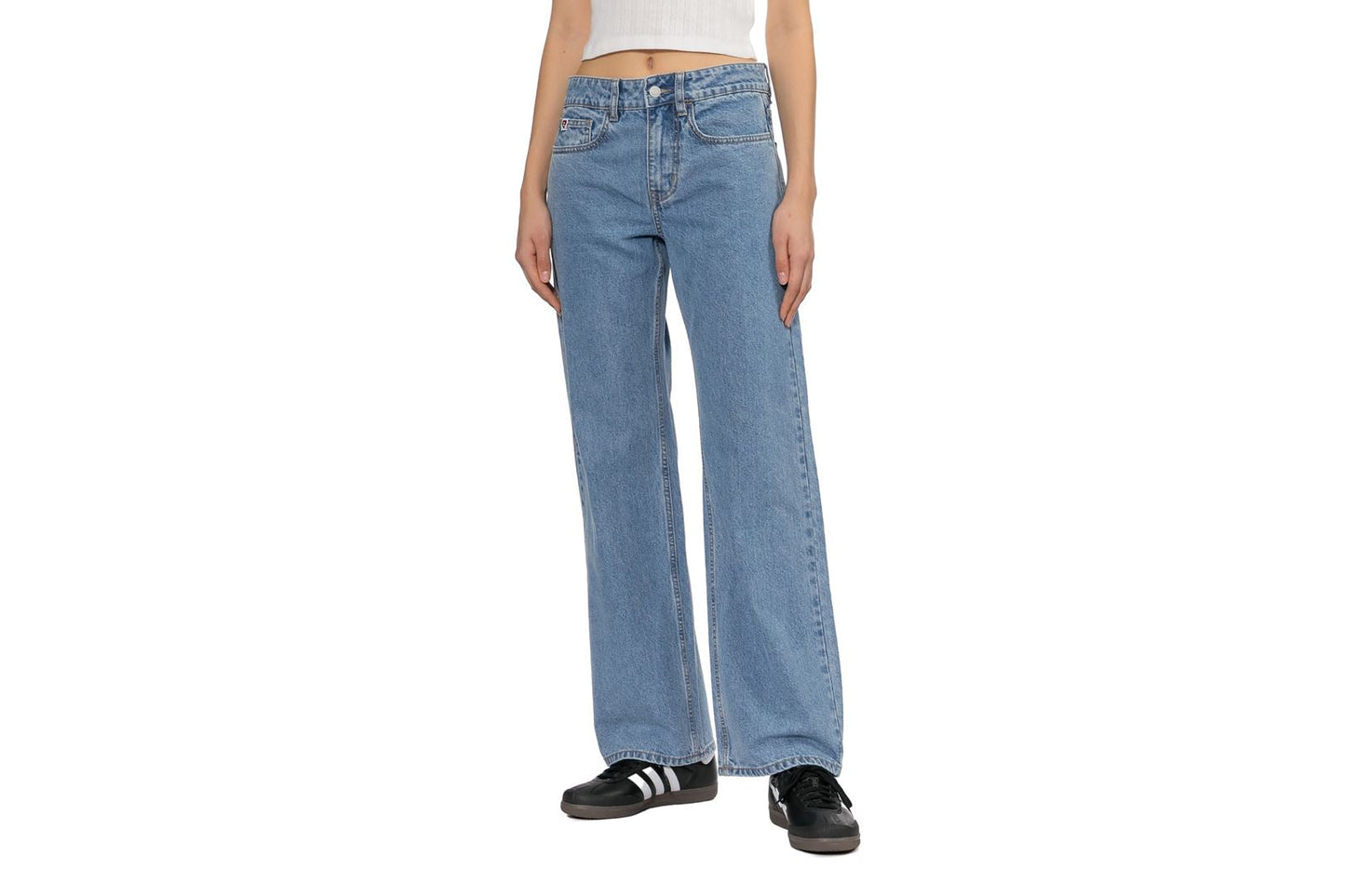 BAPE PU BADGE WASHED STRAIGHT CUT JEANS