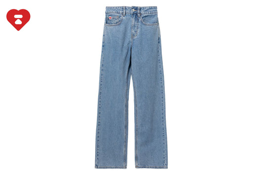 BAPE PU BADGE WASHED STRAIGHT CUT JEANS