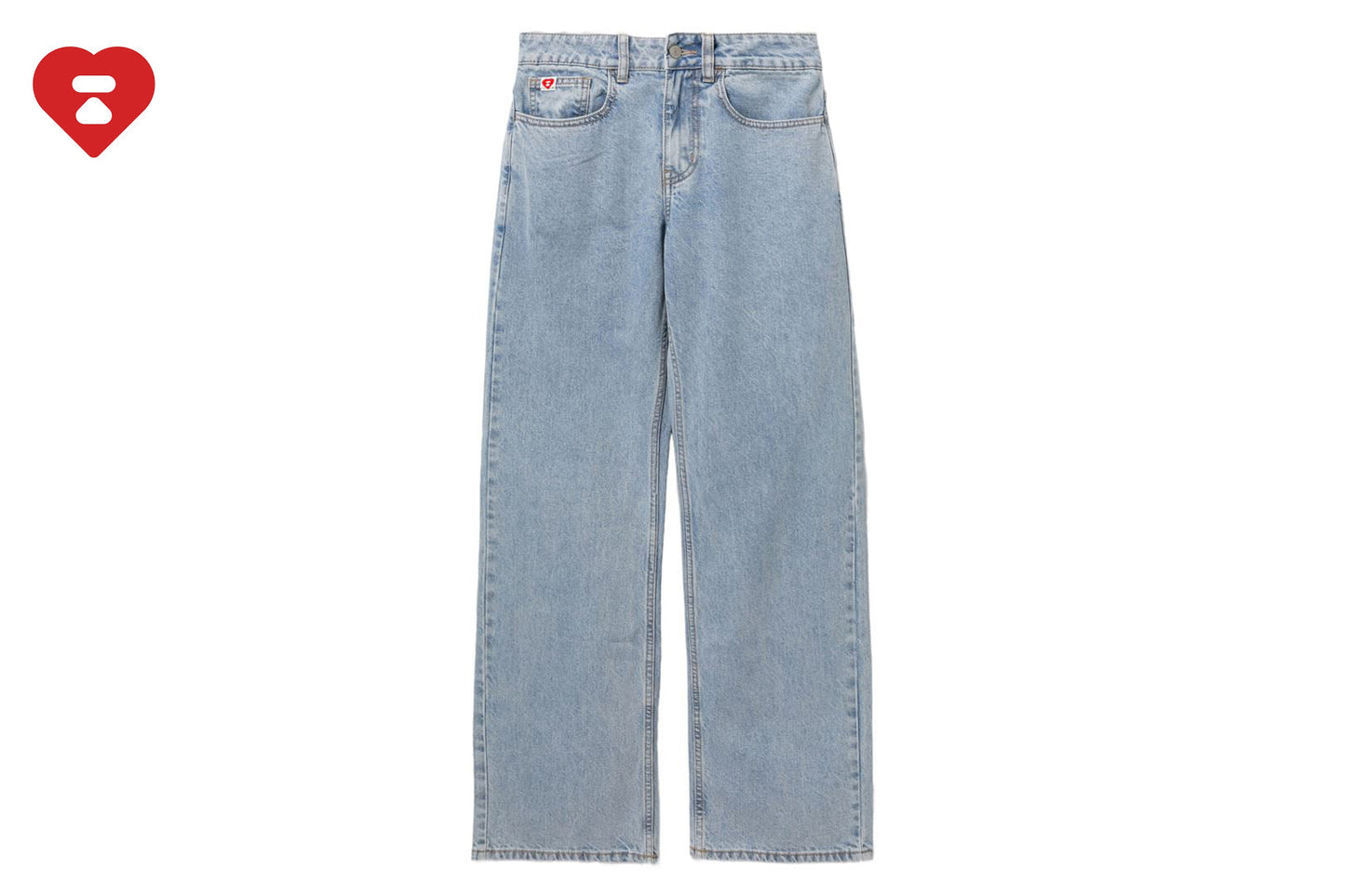 BAPE PU BADGE WASHED STRAIGHT CUT JEANS