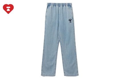 BAPE EMBRO LOGO DENIM JOGGER PANTS