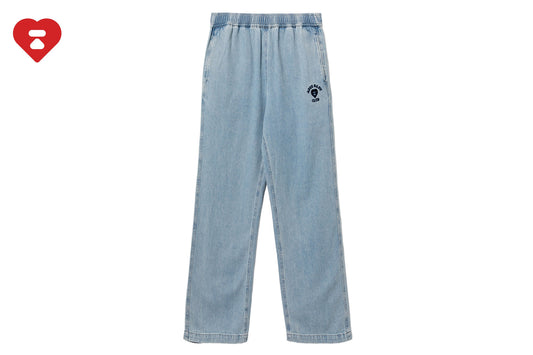 BAPE EMBRO LOGO DENIM JOGGER PANTS