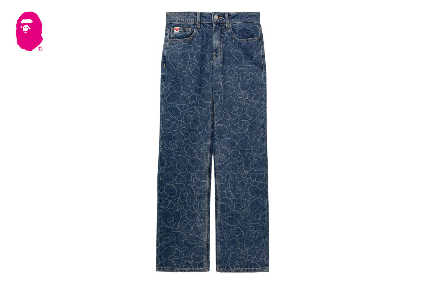 BAPE CAMO WASHED STRAIGHT CUT JEANS