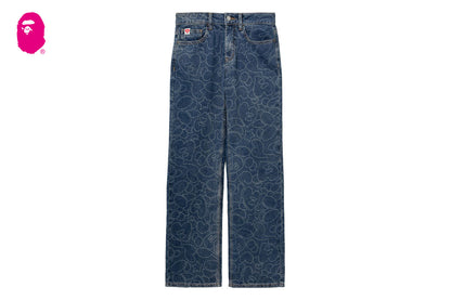 BAPE CAMO WASHED STRAIGHT CUT JEANS
