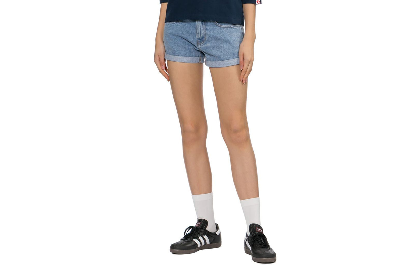 BAPE PU BADGE DENIM SHORTS