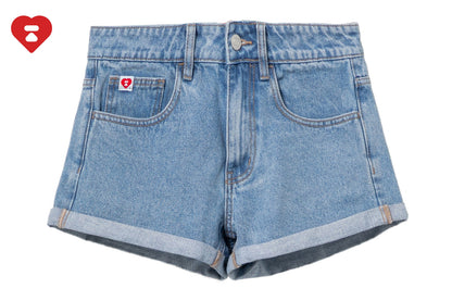 BAPE PU BADGE DENIM SHORTS