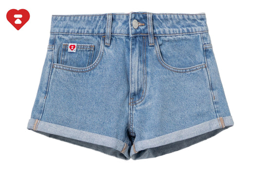 BAPE PU BADGE DENIM SHORTS