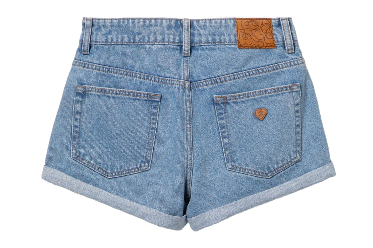 BAPE PU BADGE DENIM SHORTS