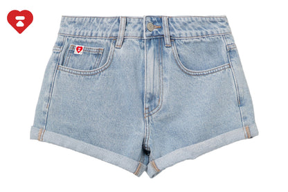 BAPE PU BADGE DENIM SHORTS