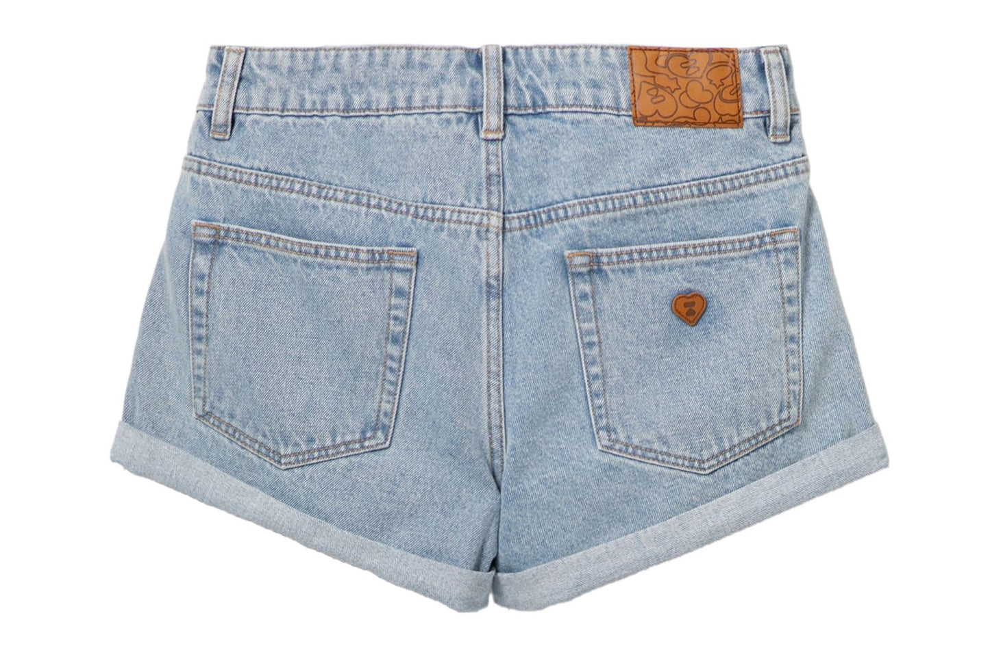 BAPE PU BADGE DENIM SHORTS