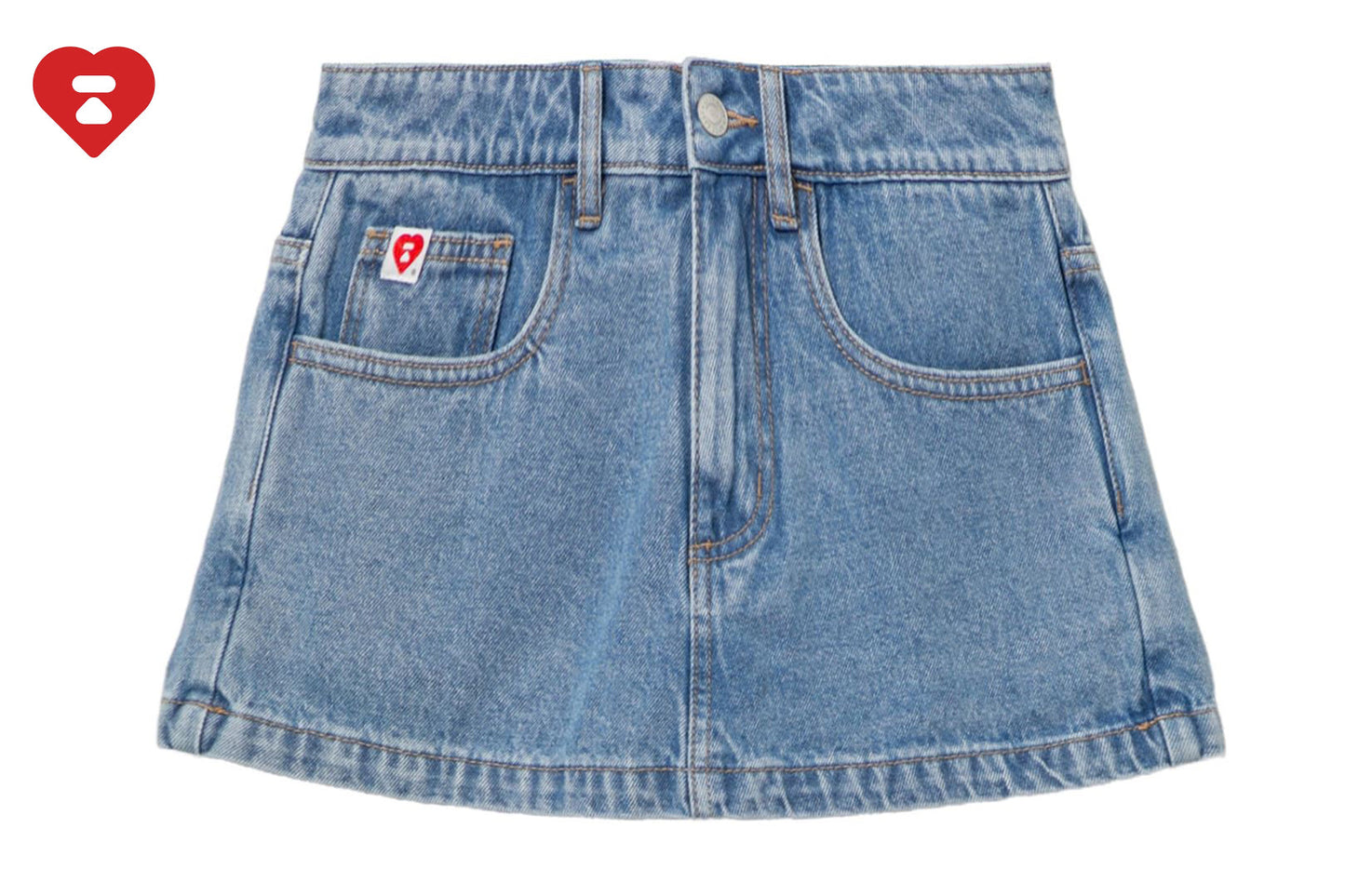 BAPE PU BADGE WASHED DENIM SKORT