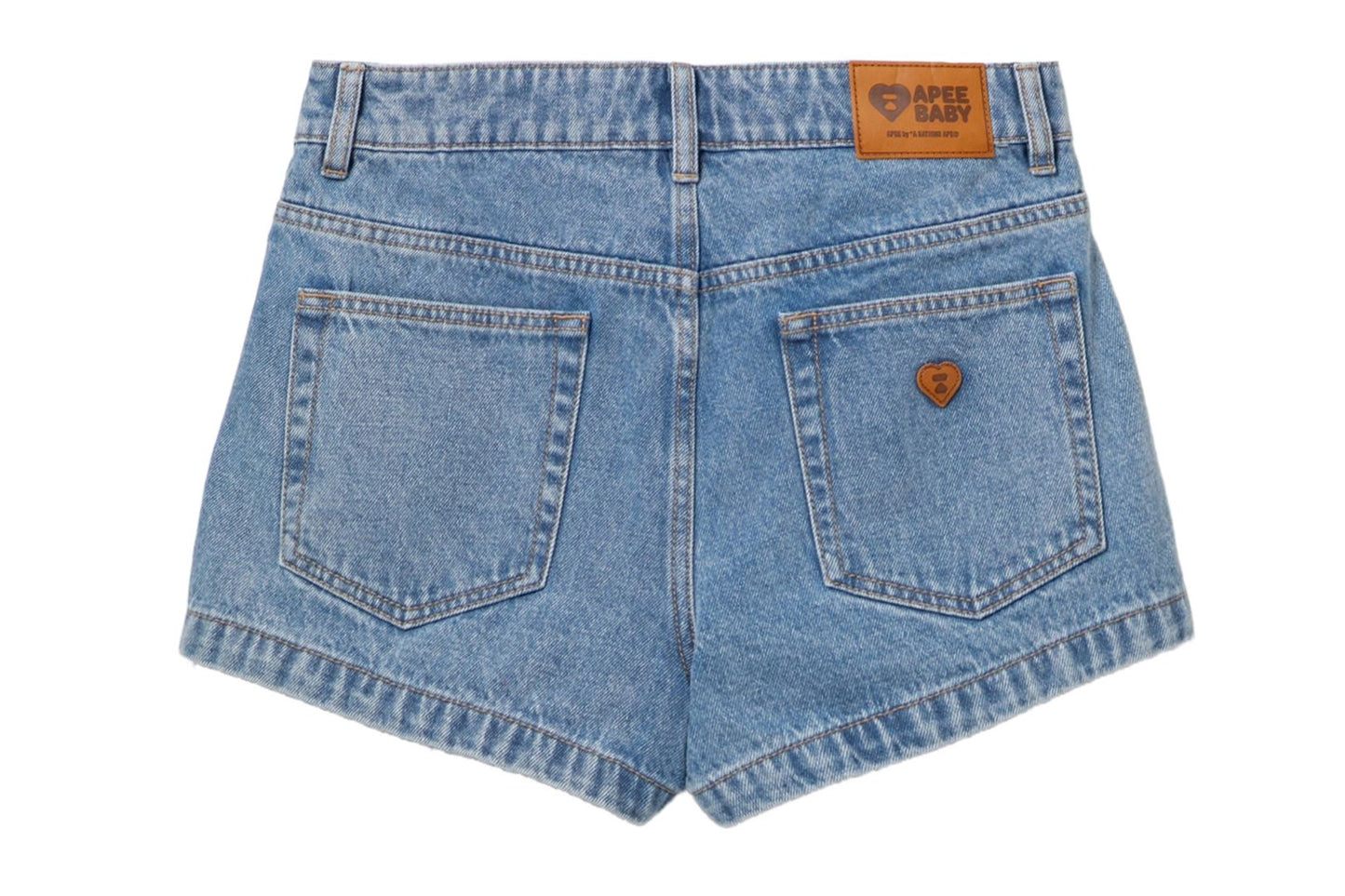 BAPE PU BADGE WASHED DENIM SKORT