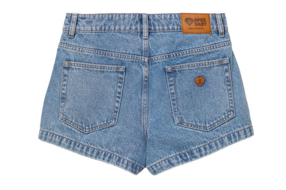 BAPE PU BADGE WASHED DENIM SKORT