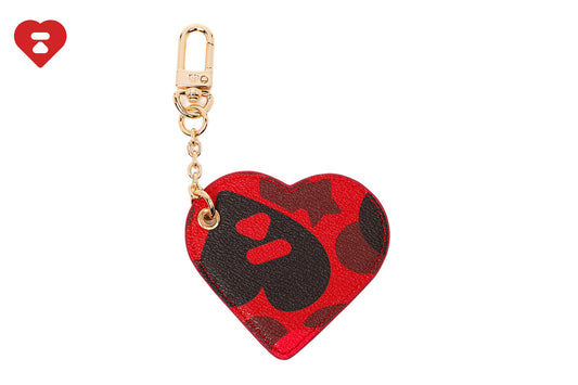 BAPE CAMO PRINTED HEART MIRROR KEYRING