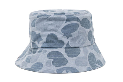 BAPE CAMO LASER PRINTED DENIM BUCKET HAT