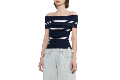 BAPE OFF-SHOULDER STRIPES TOP