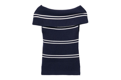BAPE OFF-SHOULDER STRIPES TOP