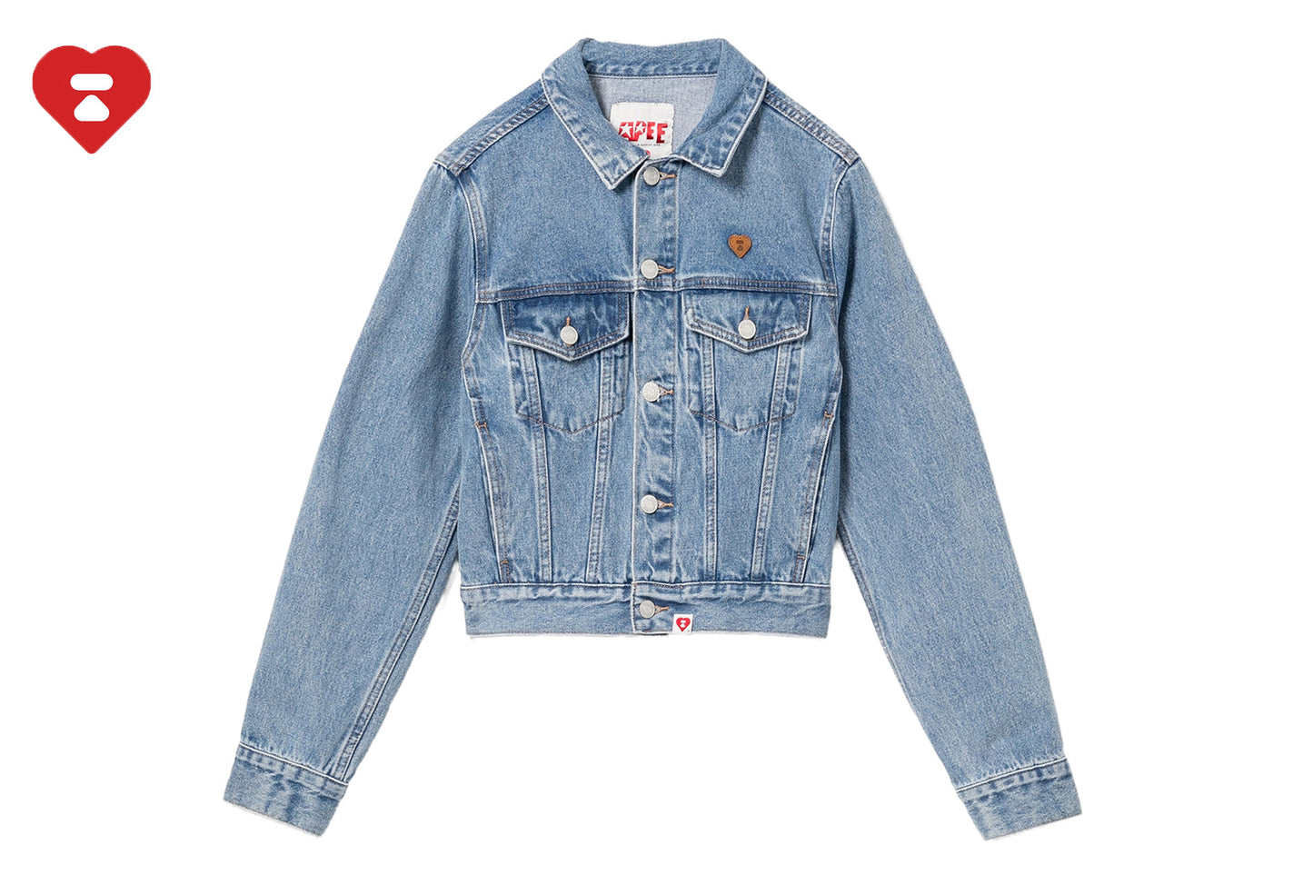BAPE PU BADGE WASHED DENIM JACKET
