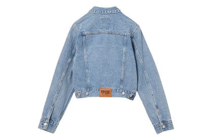 BAPE PU BADGE WASHED DENIM JACKET