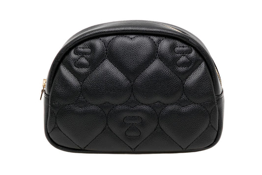 BAPE QUILTED HEART MONOGRAM MINI POUCH