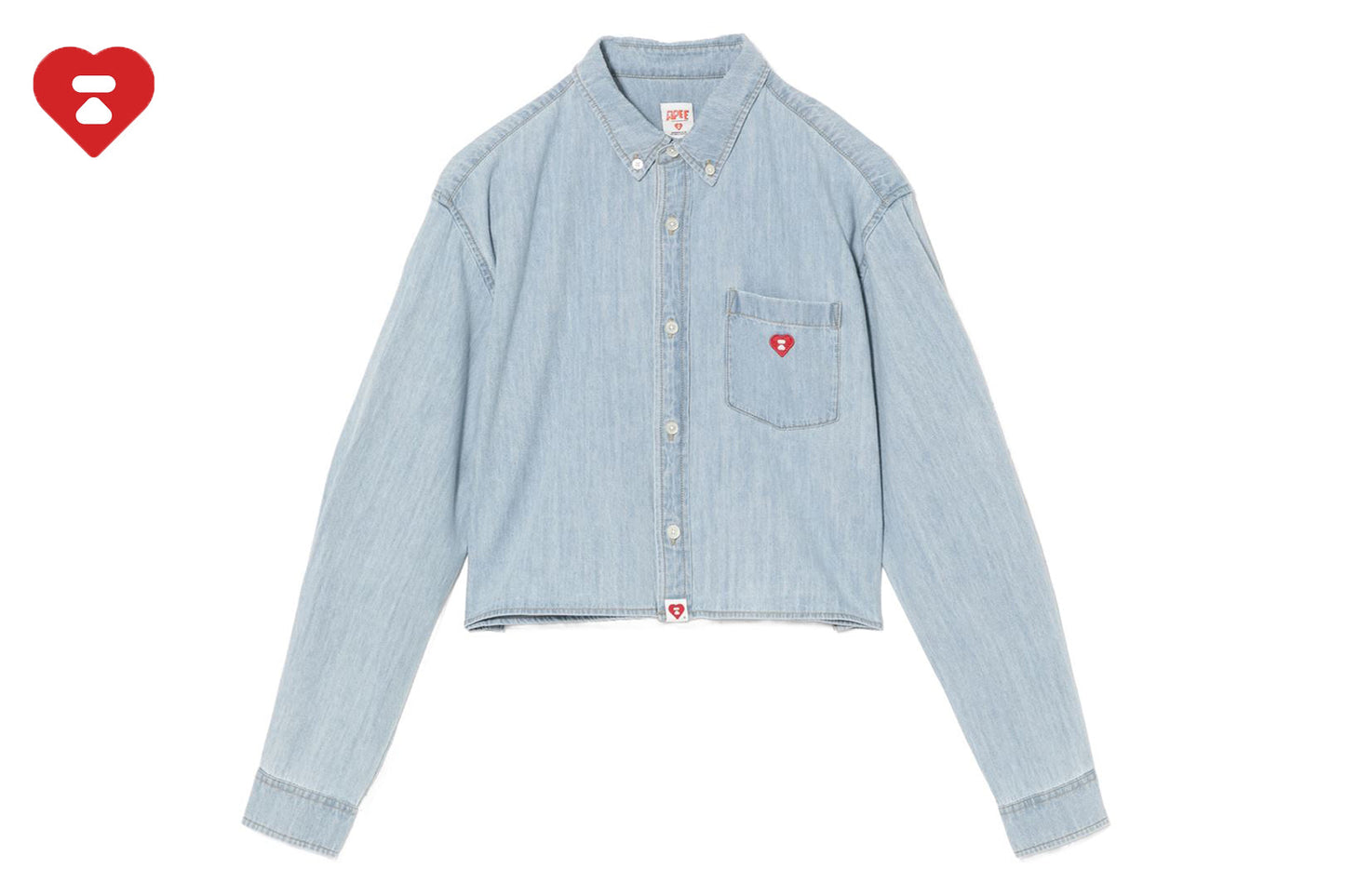 BAPE EMBRO BADGE CHAMBRAY CROPPED SHIRT