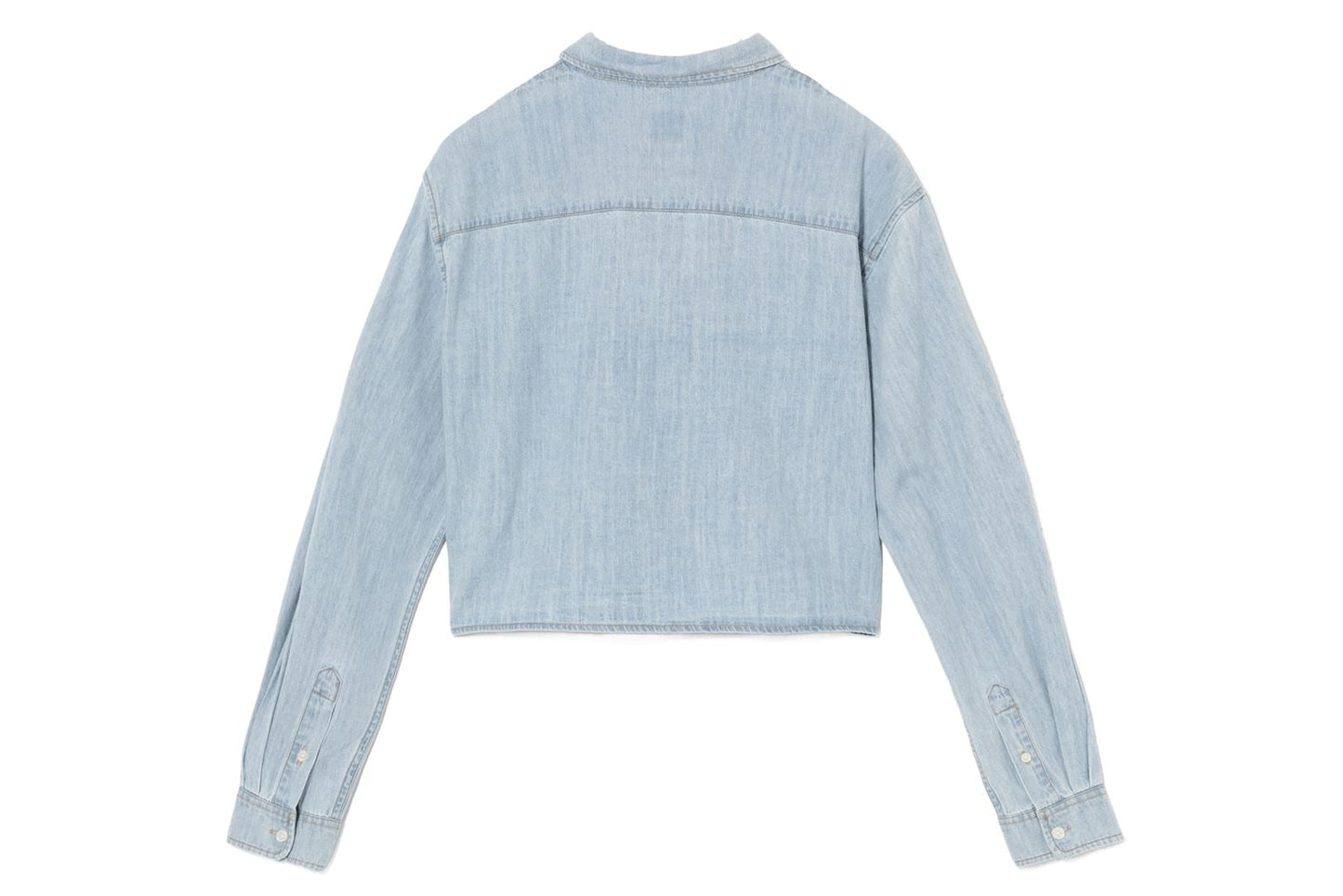 BAPE EMBRO BADGE CHAMBRAY CROPPED SHIRT