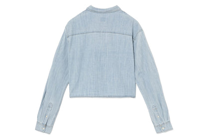 BAPE EMBRO BADGE CHAMBRAY CROPPED SHIRT
