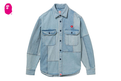BAPE DENIM PATCHWORK WORK SHIRT