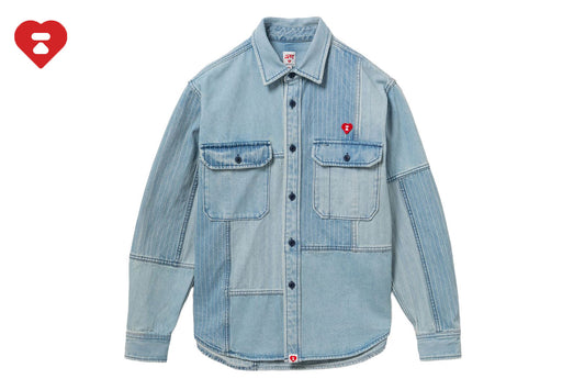 BAPE DENIM PATCHWORK WORK SHIRT