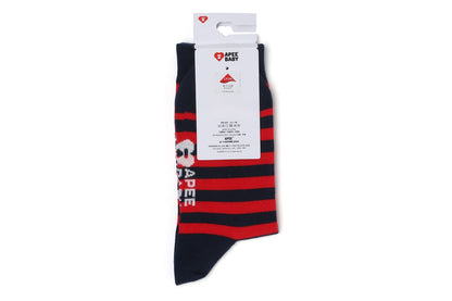 BAPE 心形刺繡徽章條紋襪子