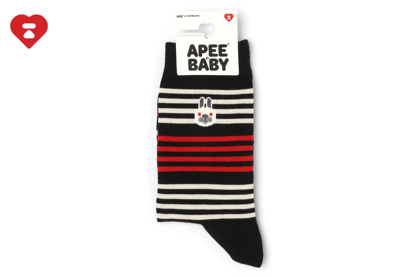 BAPE BABY DOPPY 刺繡徽章條紋襪