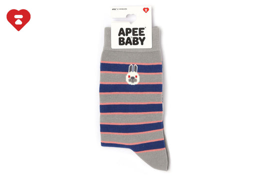 BAPE BABY DOPPY 刺繡徽章條紋襪