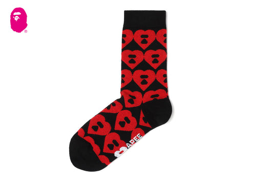 BAPE BIG HEART MONOGRAM INTARSIA SOCKS