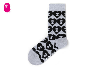 BAPE BIG HEART MONOGRAM INTARSIA SOCKS