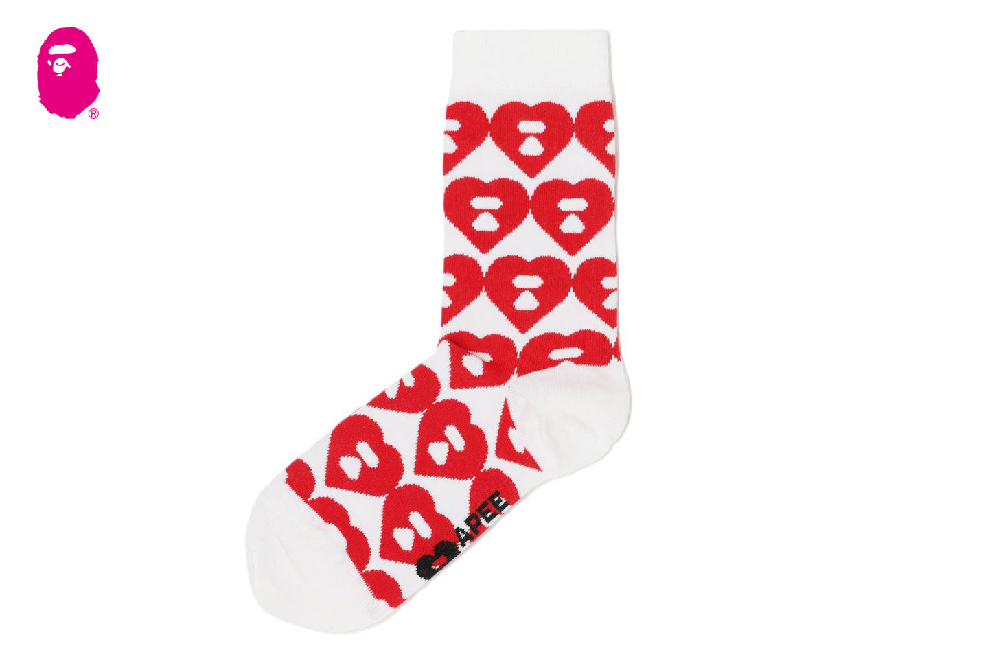BAPE BIG HEART MONOGRAM INTARSIA SOCKS