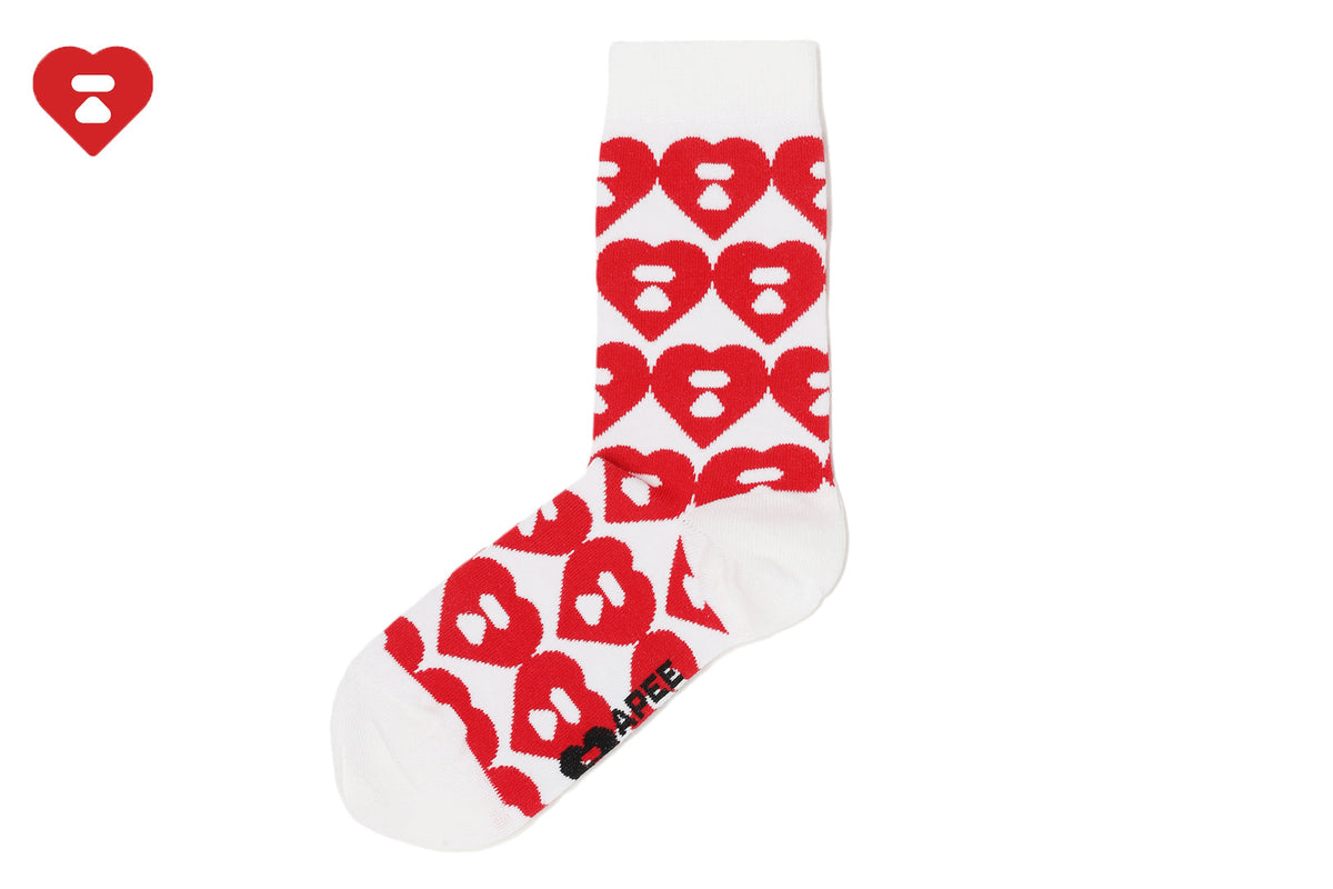 BAPE BIG HEART MONOGRAM INTARSIA SOCKS