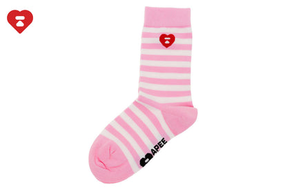 BAPE 心形刺繡徽章條紋襪 #2
