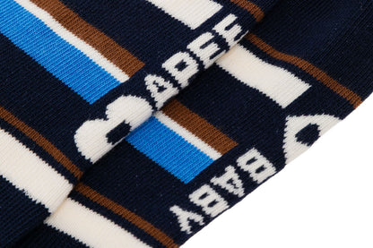BAPE 心形刺繡徽章條紋襪 #3