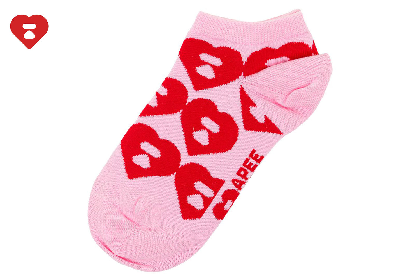 BAPE BIG HEART MONOGRAM INTARSIA ANKLE SOCKS
