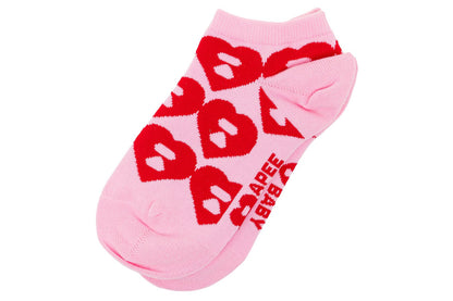 BAPE BIG HEART MONOGRAM INTARSIA ANKLE SOCKS
