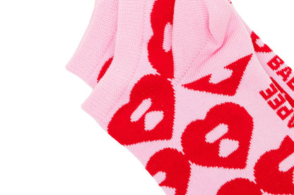 BAPE BIG HEART MONOGRAM INTARSIA ANKLE SOCKS